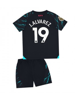 Manchester City Julian Alvarez #19 Ausweichtrikot für Kinder 2023-24 Kurzarm (+ Kurze Hosen)